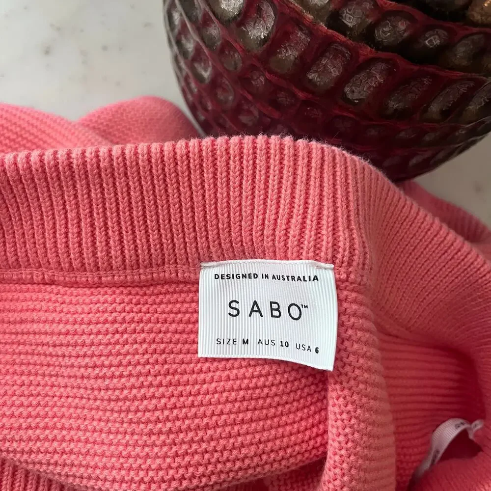 Sabo Designed in Australia Knit Maxi Skirt Pink Waffle Knit Elastic Medium